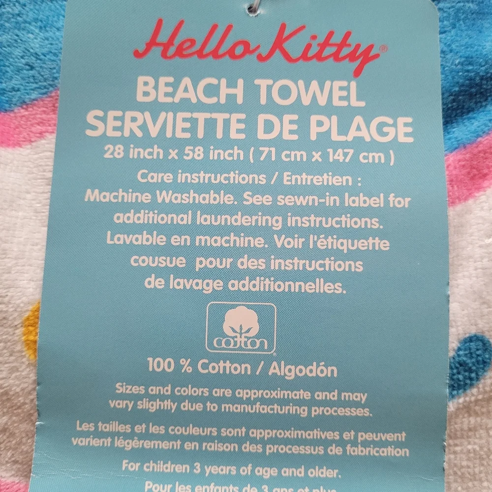 Hello Kitty Rainbow and Donuts Beach Towel
